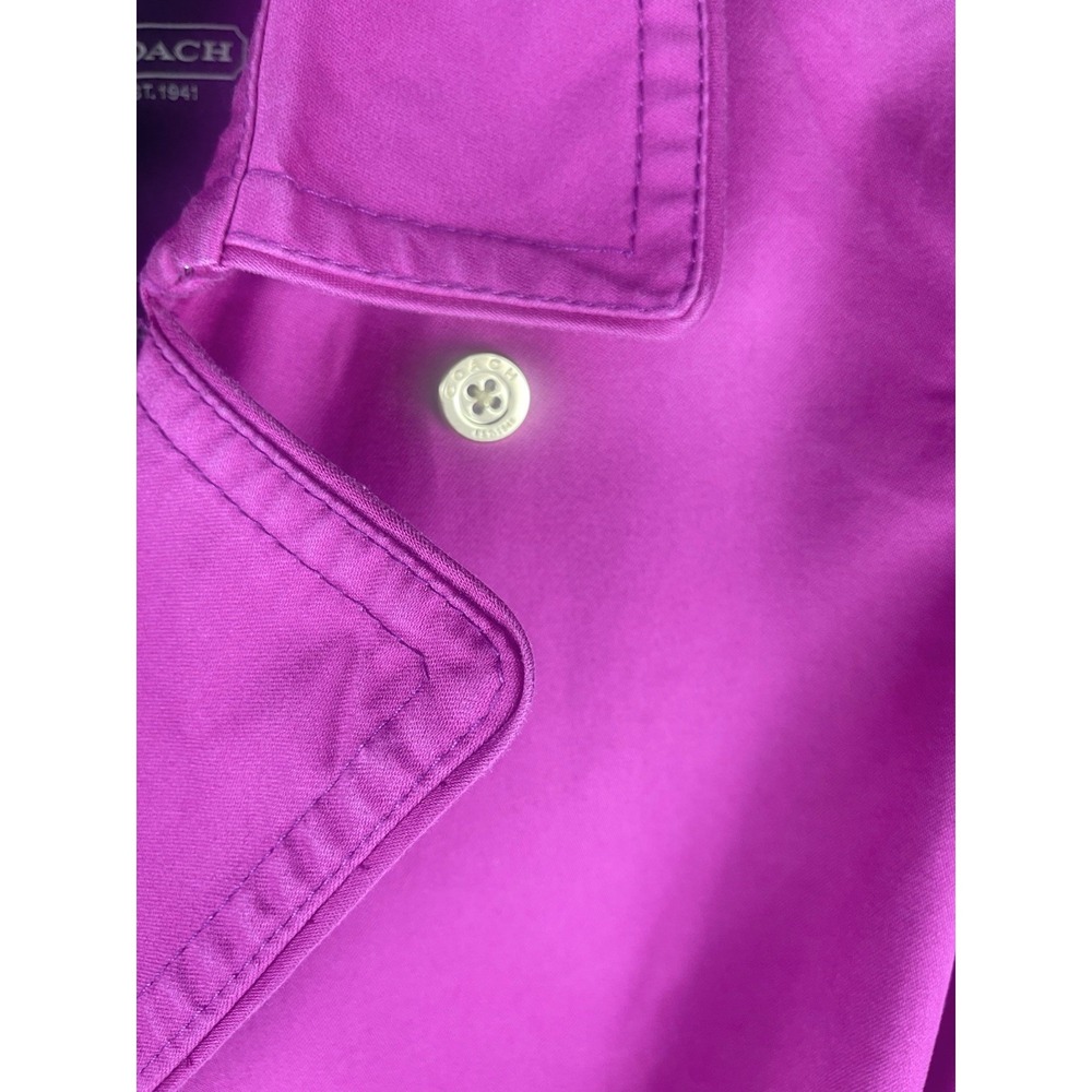 Coach Pink Trench Coat Womens XS Belted Double Breasted Cotton Jacket - Picture 6 of 8
